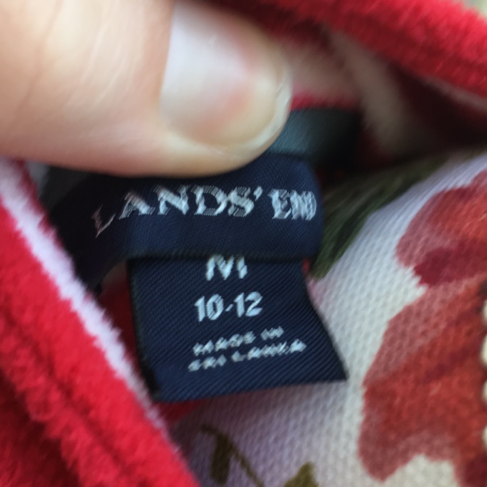 NWOT Red & White Striped Lands End Pullover Fleece - Picture 4 of 7